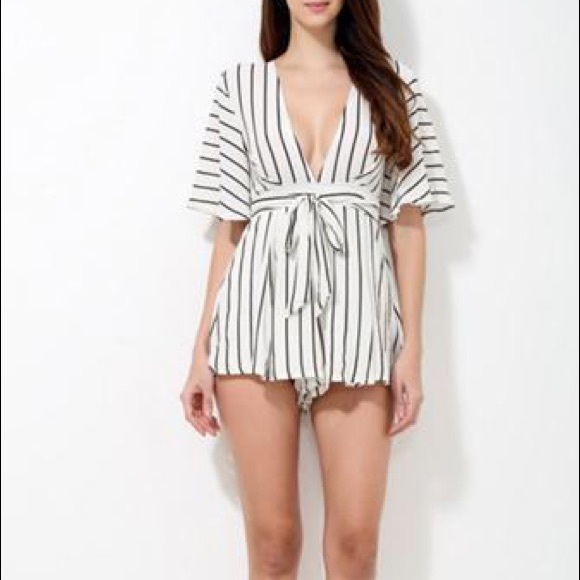 Pants - 🍍Black and White Striped Romper